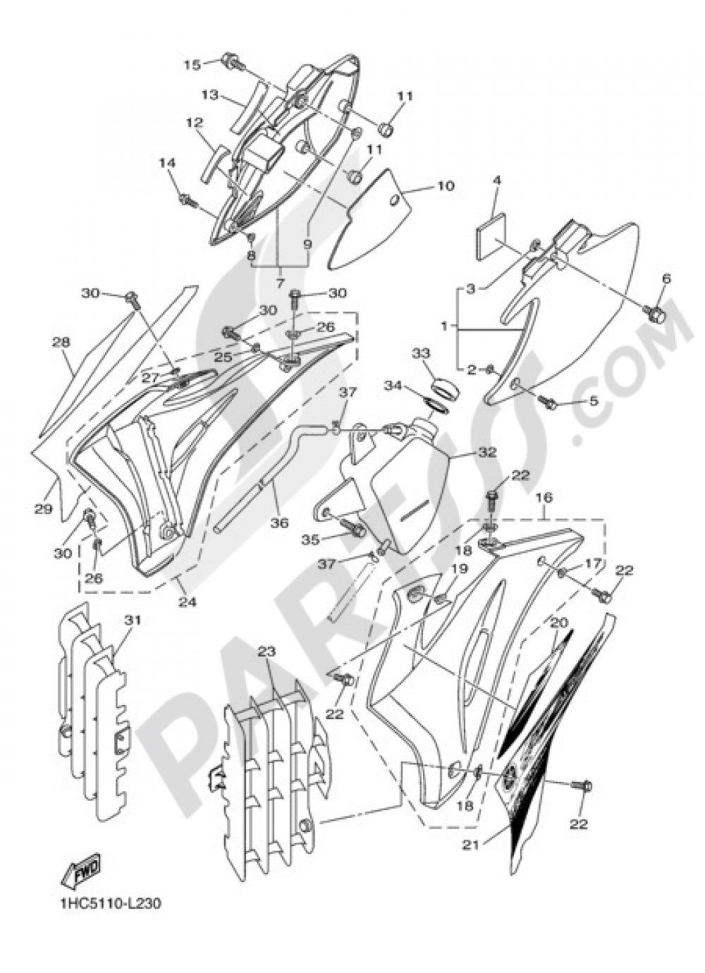 SIDE COVER Yamaha WR250F 2012