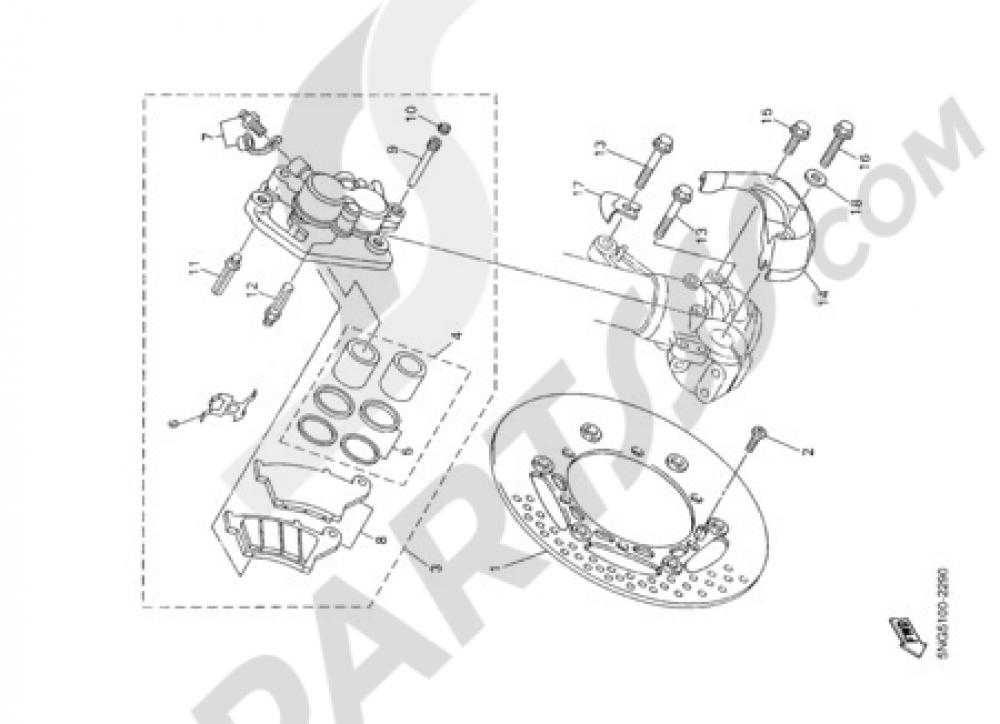 FRONT BRAKE CALIPER Yamaha WR400F 2002