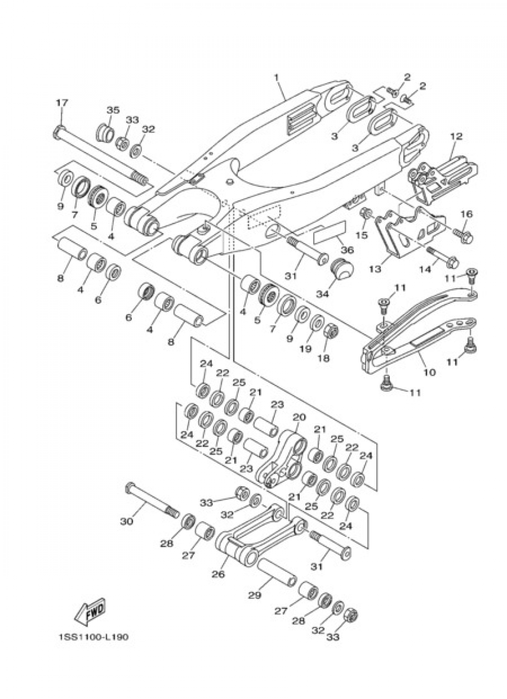 REAR ARM Yamaha YZ250 2012