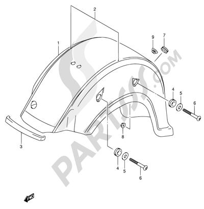 Suzuki INTRUDER VL800Z 2003 46B - REAR FENDER (MODEL K3)