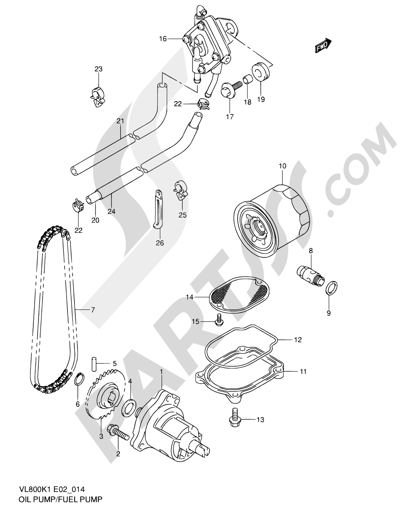Suzuki INTRUDER VL800Z 2003 14 - OIL PUMP / FUEL PUMP (MODEL K1/K2/K3/K4)