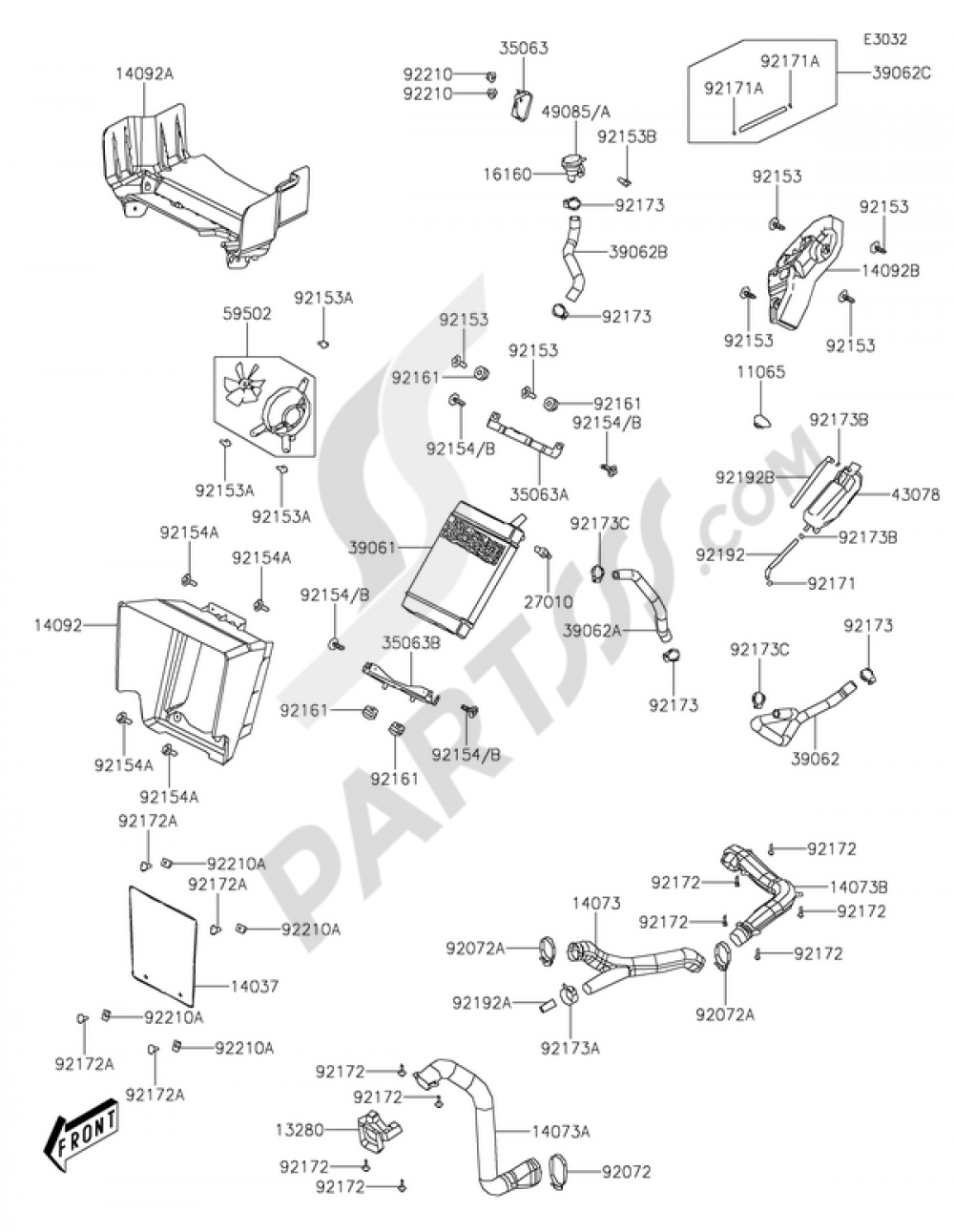 Radiator(2/2) Kawasaki BRUTE FORCE 300 2016