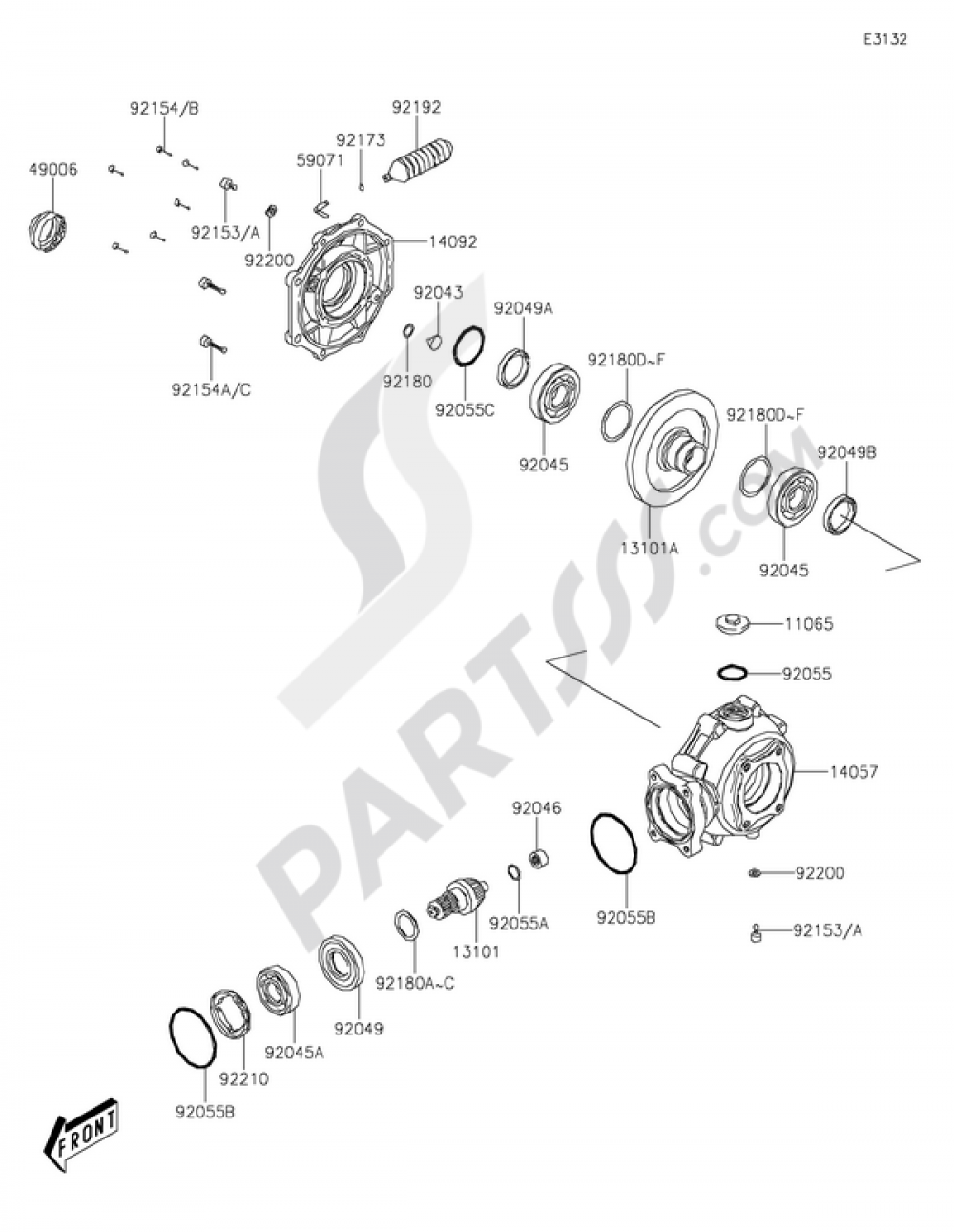 Drive Shaft/Final Gear Kawasaki BRUTE FORCE 300 2016