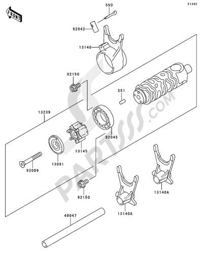 Kawasaki ER-5 2005 Gear Change Drum/Shift Fork(s)