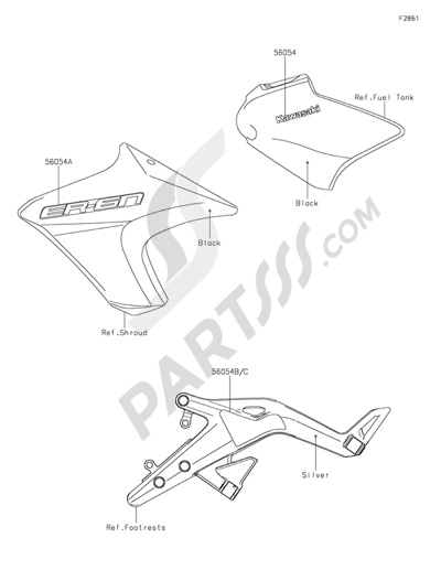 Kawasaki ER-6n 2014 Decals(Black)(ECF)