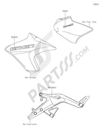 Kawasaki ER-6n 2014 Decals(Yellow)(White)(ECF)