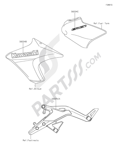 Kawasaki ER-6n 2014 Decals(White)(EEF)