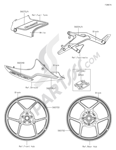 Kawasaki ER-6n 2014 Decals(White)(EGF)