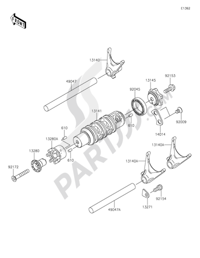 Kawasaki ER-6n 2014 Gear Change Drum/Shift Fork(s)