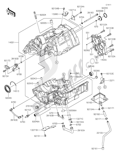 Kawasaki ER-6n 2014 Crankcase(1/2)