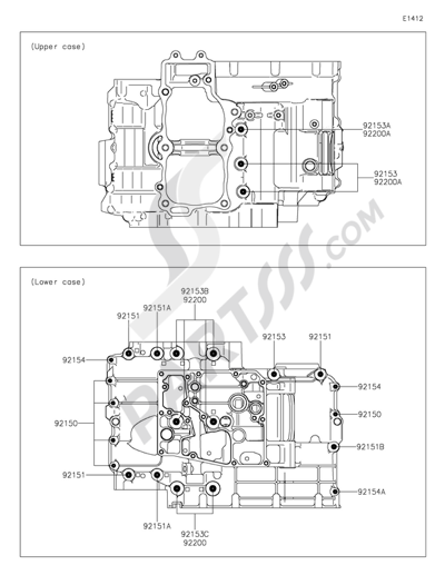 Kawasaki ER-6n 2014 Crankcase Bolt Pattern