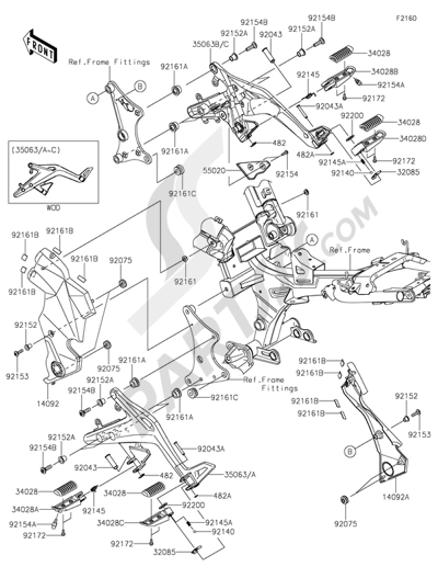 Kawasaki ER-6n 2014 Footrests