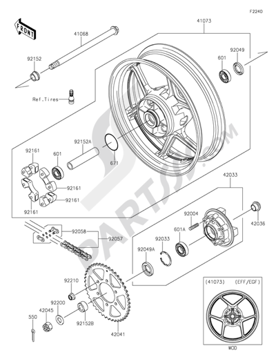 Kawasaki ER-6n 2014 Rear Hub