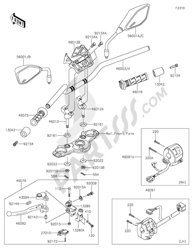 Kawasaki ER-6n 2014 Handlebar