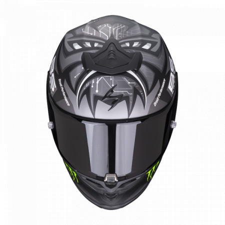 Casco scorpion exo-r1 air fabio monster replica negro mate-plata