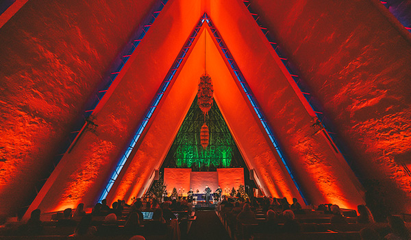 Pro-ribbons floating in Iconic Arctic Cathedral