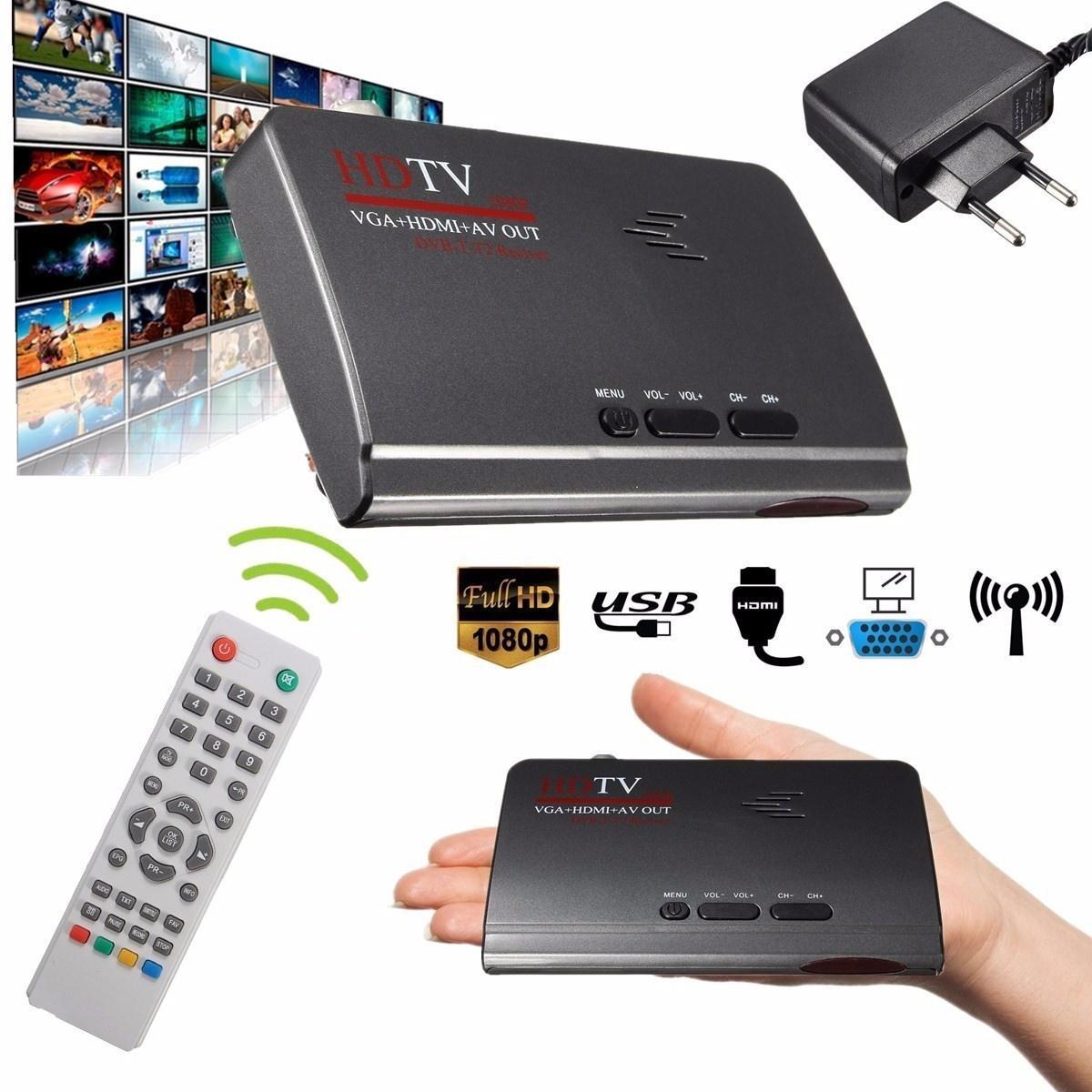 1080P HDMI DVB-T-T2 TV Box VGA/AV тюнер приемника конвертер с дистанционным управлением телевизор samsung ue55mu6500u led 55 silver 16 9 3840x2160 usb rj 45 hdmi av dvb t2 c s2