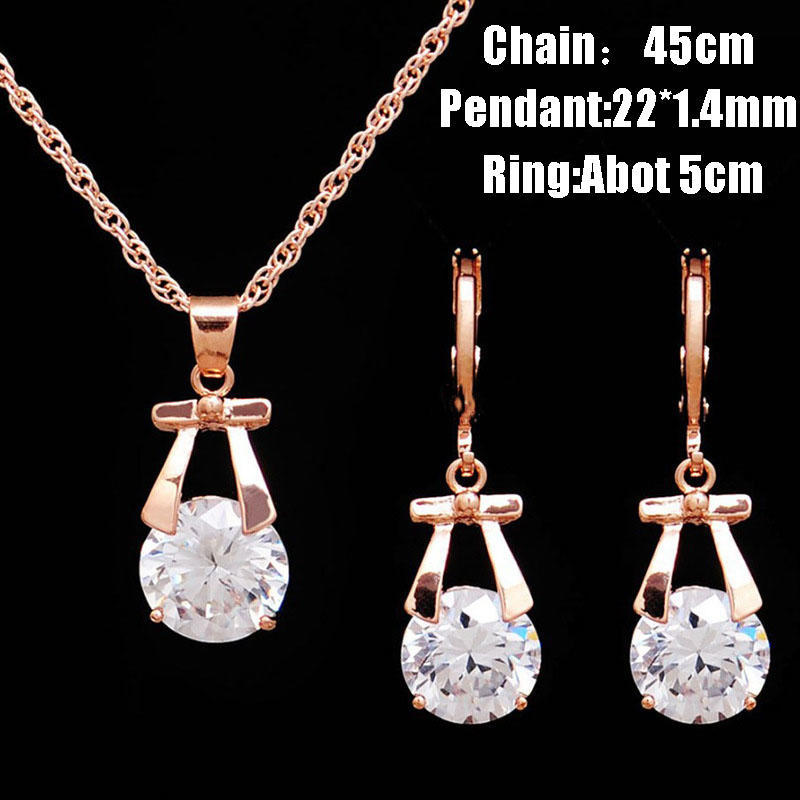 Ювелирные изделия Кулон Золотая цепочка Diamond набор женщин Кореи ожерелье серьги