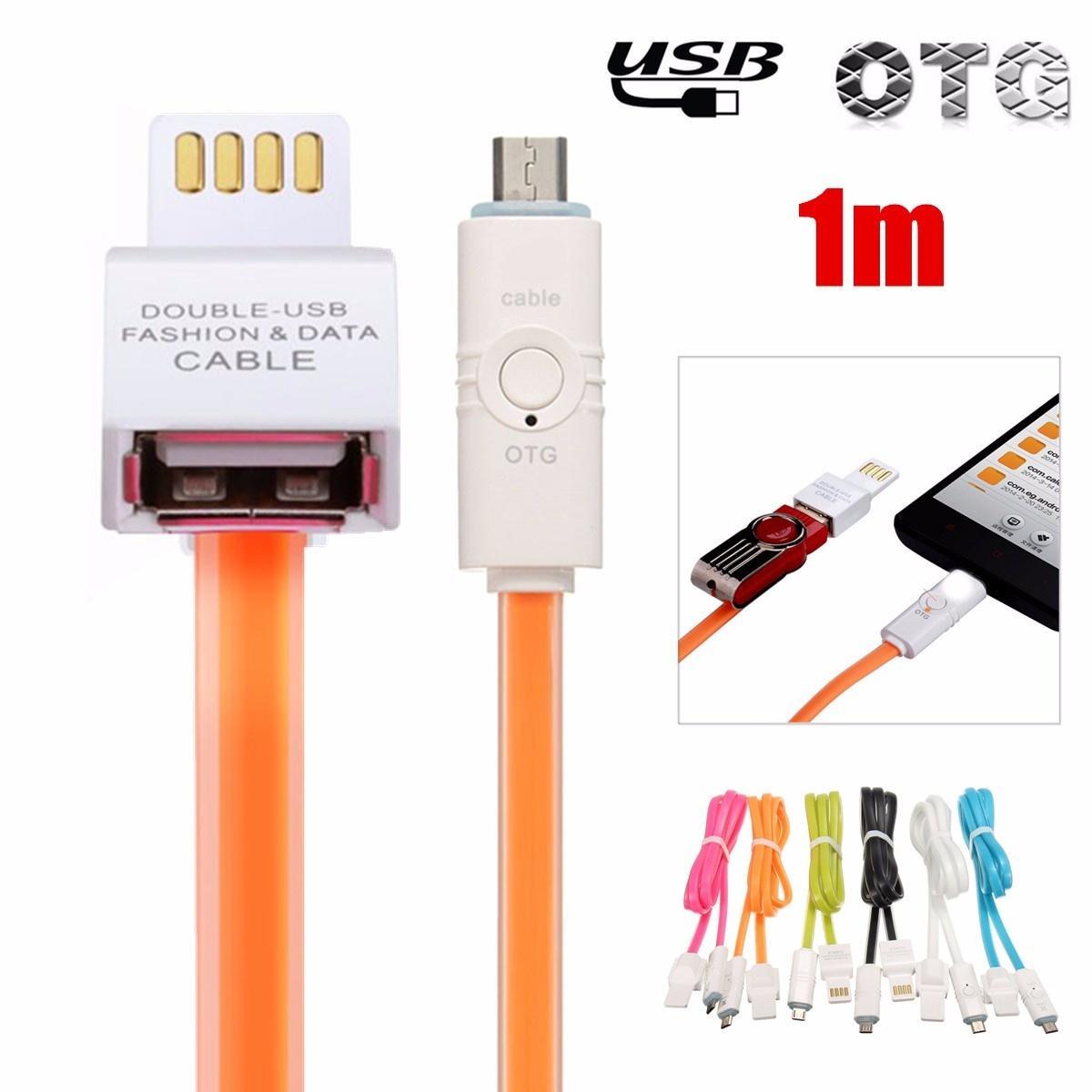 Горячие OTG 2 in1 СИД двойной USB Micro USB кабель синхронизации данных зарядное устройство кабел... 2 in 1 usb micro usb otg