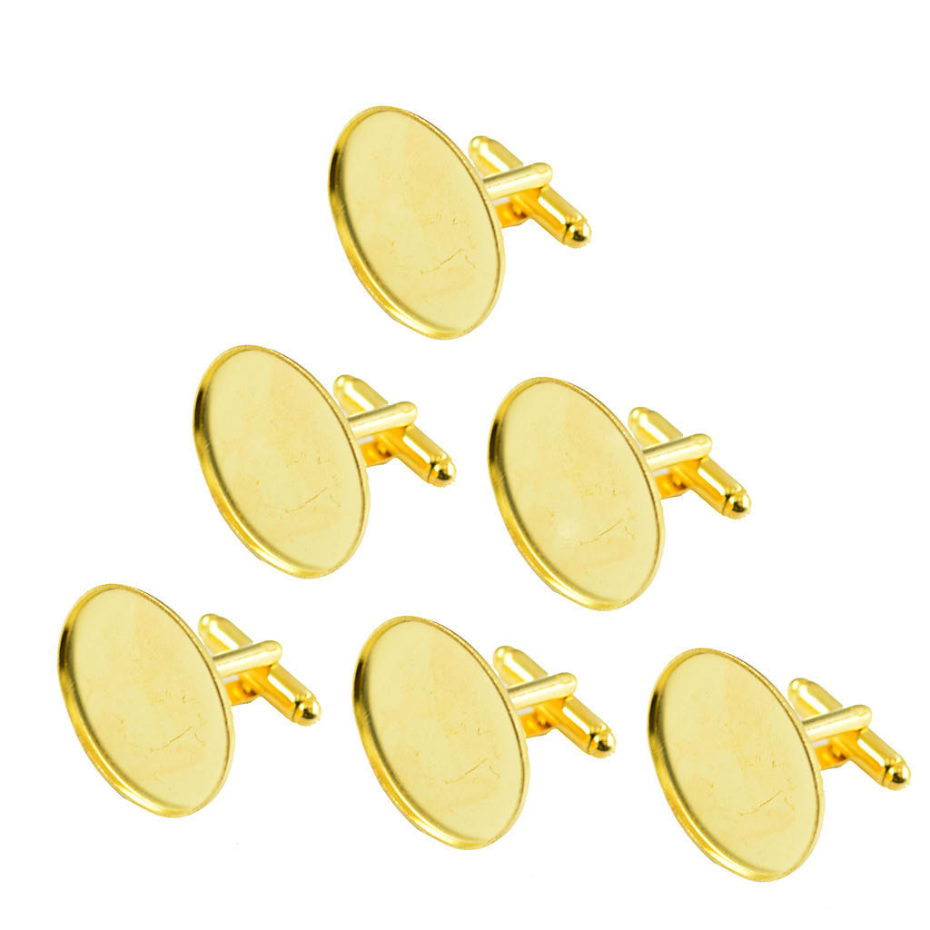 6pcs овальные запонки настройки базы для золотых ювелирных изделий DIY кабошон