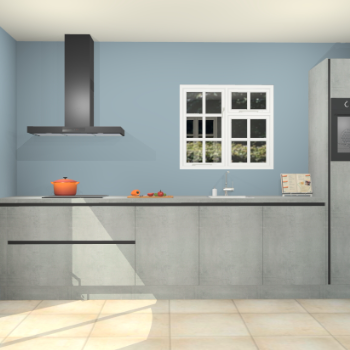 Beton parelgrijze greeploze keuken Sofia 27683