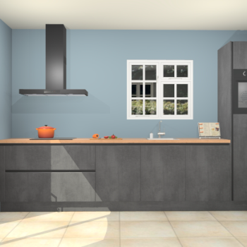 Beton zwarte greeploze keuken Sofia 27750