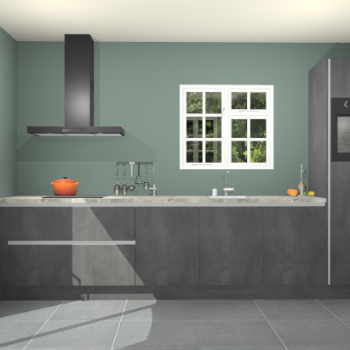 Beton zwarte greeploze keuken Sofia 27766