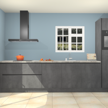 Beton zwarte greeploze keuken Sofia 27769