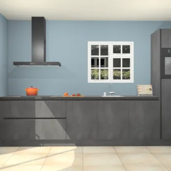 Beton zwarte greeploze keuken Sofia 27786