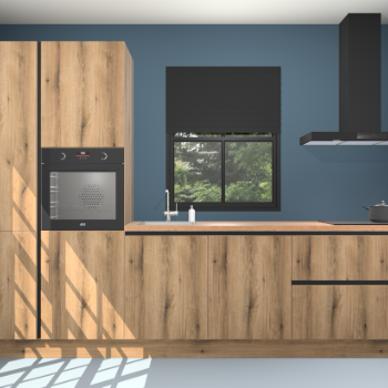 Goud eiken greeploze keuken Brussel 26849