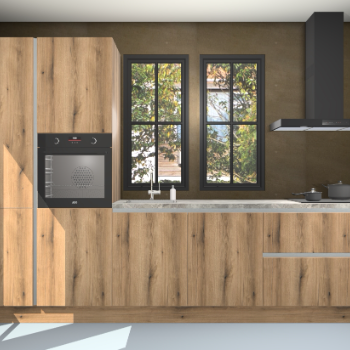 Goud eiken greeploze keuken Brussel 26874