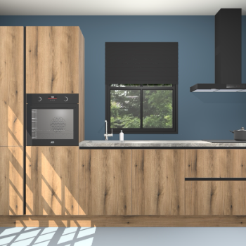 Goud eiken greeploze keuken Brussel 26877