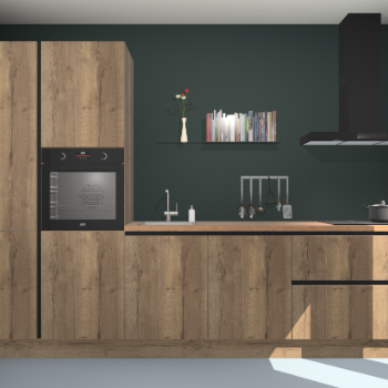 Goud eiken greeploze keuken Brussel 26643