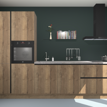 Goud eiken greeploze keuken Brussel 26949