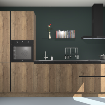 Goud eiken greeploze keuken Brussel 26955