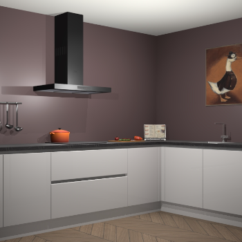 Zijdegrijze hoogglans greeploze keuken Canberra 28422