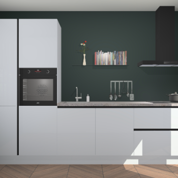 Sneeuwwitte hoogglans greeploze keuken Brussel 28128