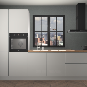 Zijdegrijze hoogglans greeploze keuken Brussel 28143