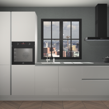 Zijdegrijze hoogglans greeploze keuken Brussel 28179