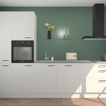 Zijdegrijze hoogglans keuken Brussel 28181