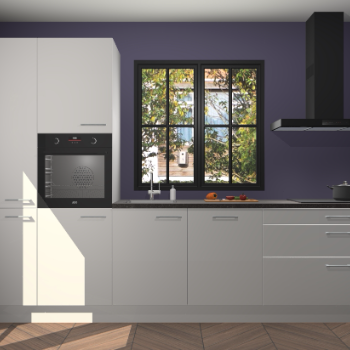 Zijdegrijze hoogglans keuken Brussel 28183