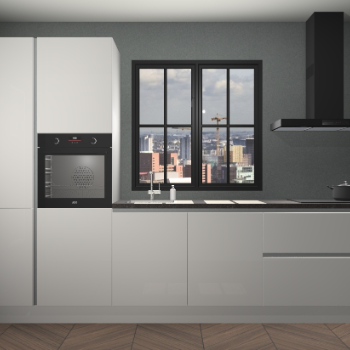 Zijdegrijze hoogglans greeploze keuken Brussel 28185