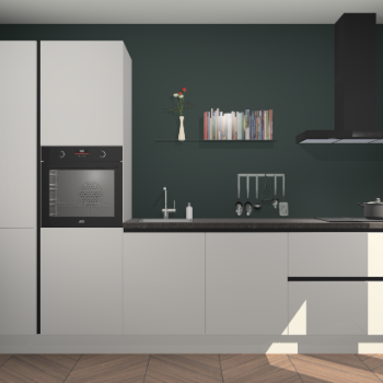 Zijdegrijze hoogglans greeploze keuken Brussel 28188