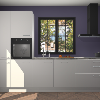 Zijdegrijze hoogglans keuken Brussel 28189