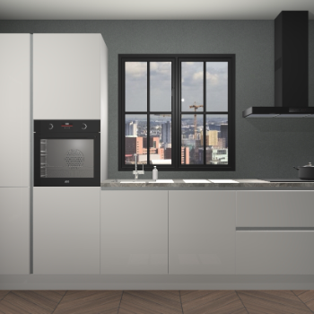 Zijdegrijze hoogglans greeploze keuken Brussel 28191