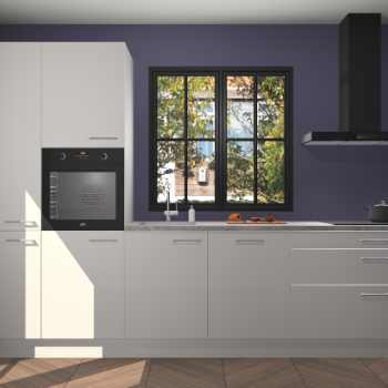 Zijdegrijze hoogglans keuken Brussel 28195