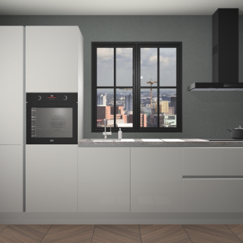 Zijdegrijze hoogglans greeploze keuken Brussel 28197