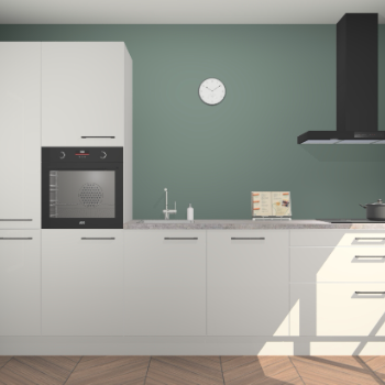 Zijdegrijze hoogglans keuken Brussel 28198