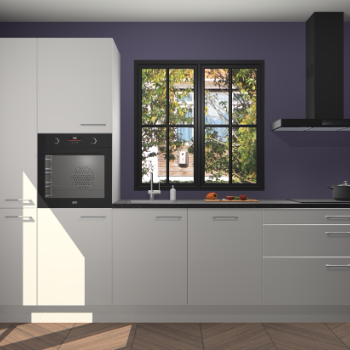 Zijdegrijze hoogglans keuken Brussel 28201