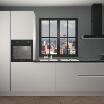Zijdegrijze hoogglans greeploze keuken Brussel 28203